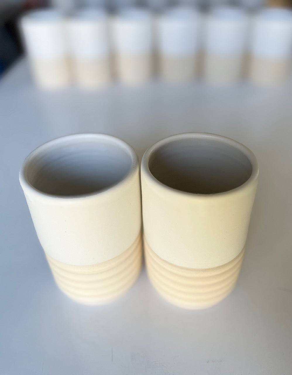 White Ribbed Cups (set of 2)