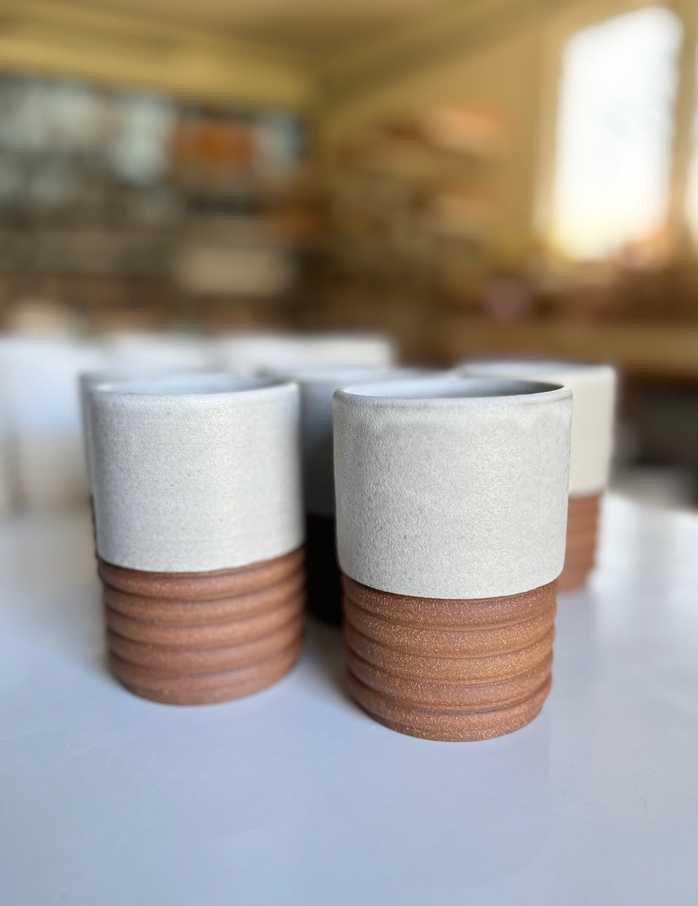 Dark Ribbed Cups (set of 6)