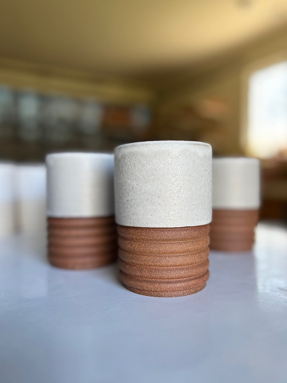 Dark Ribbed Cups (set of 6)