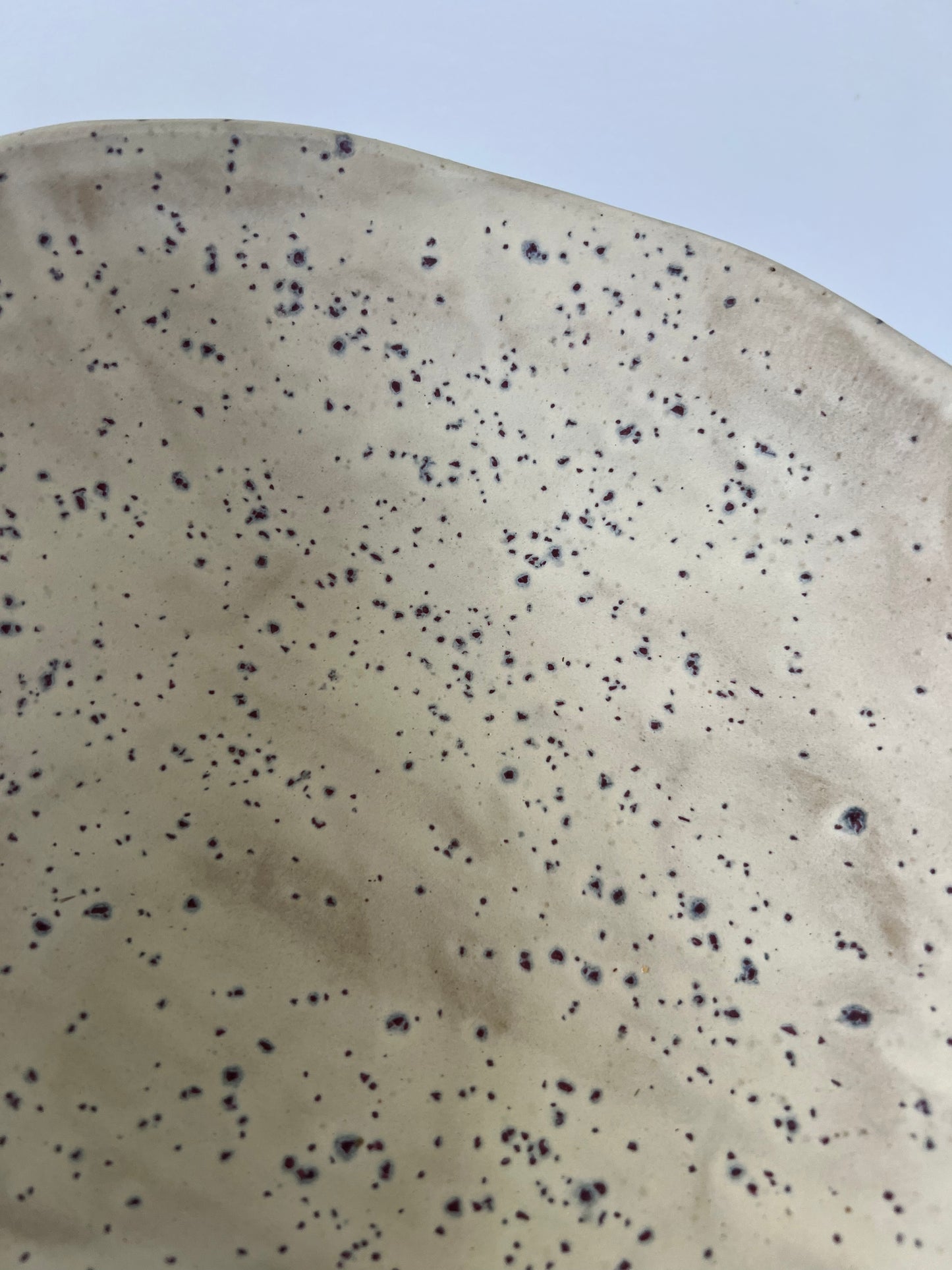 Pedestal Fruit Bowl - Oatmeal Glaze with Indigo Specks