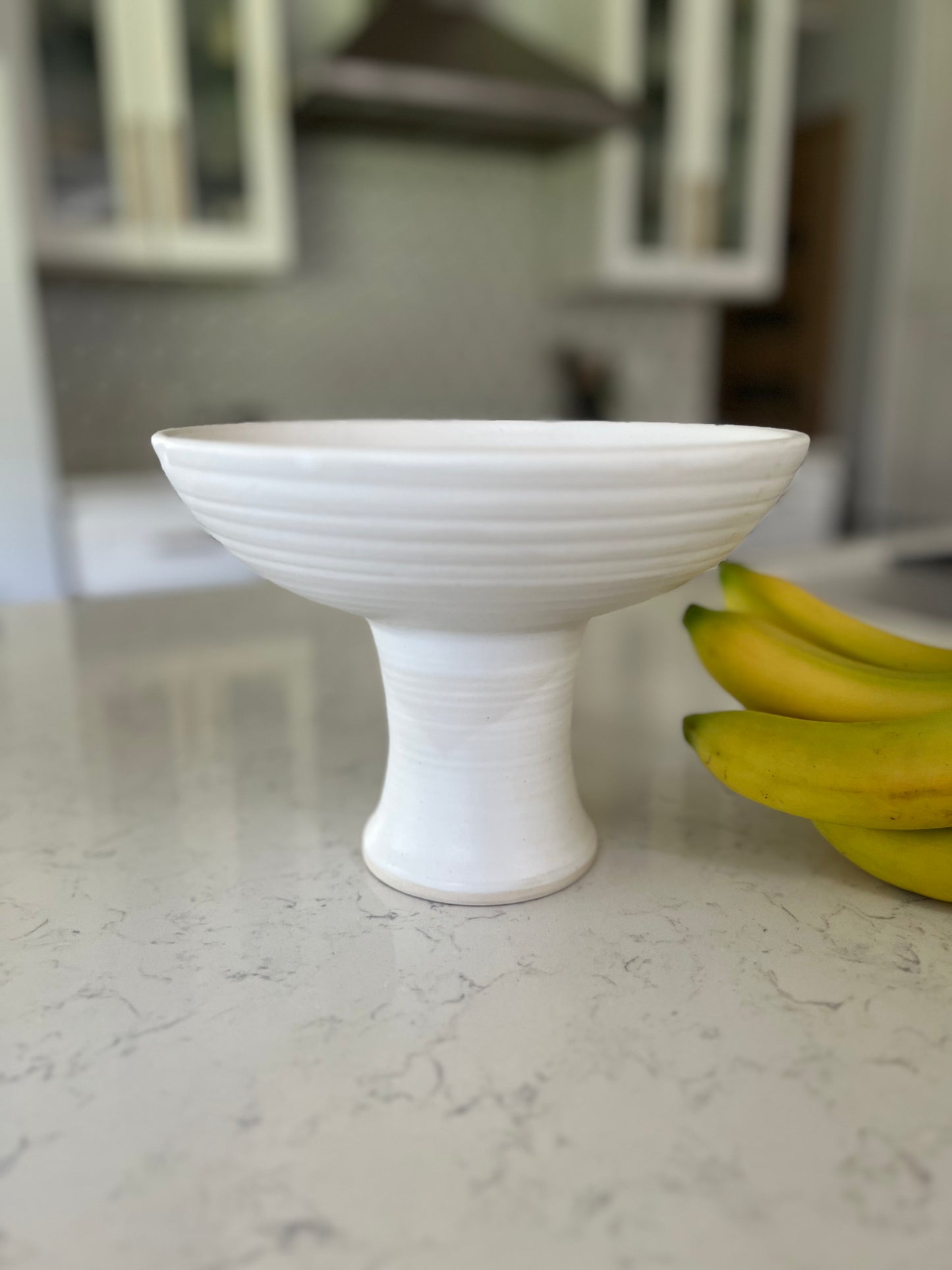 Small Pedestal Fruit Stand - Matte White