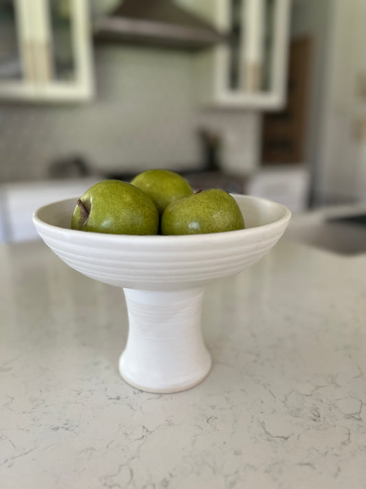 Small Pedestal Fruit Stand - Matte White